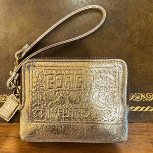 Coach Metallic Gold Wristlet